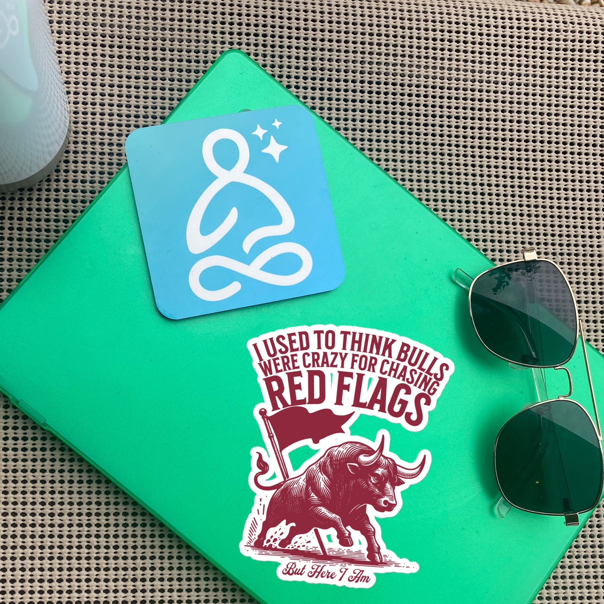 Funny Relationship Meme Vinyl Sticker, I Used to Think Bulls Were Crazy for Chasing Red Flags, But Here I Am Sticker, Fun Gag Gift