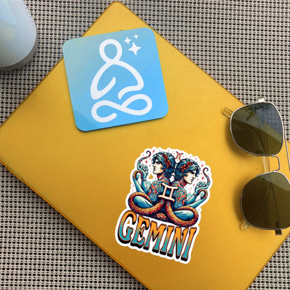 Gemini Flash Sticker, Zodiac Sign Sticker, Horoscope Custom Gemini Sticker, Multiple Sizes, Unique Gift