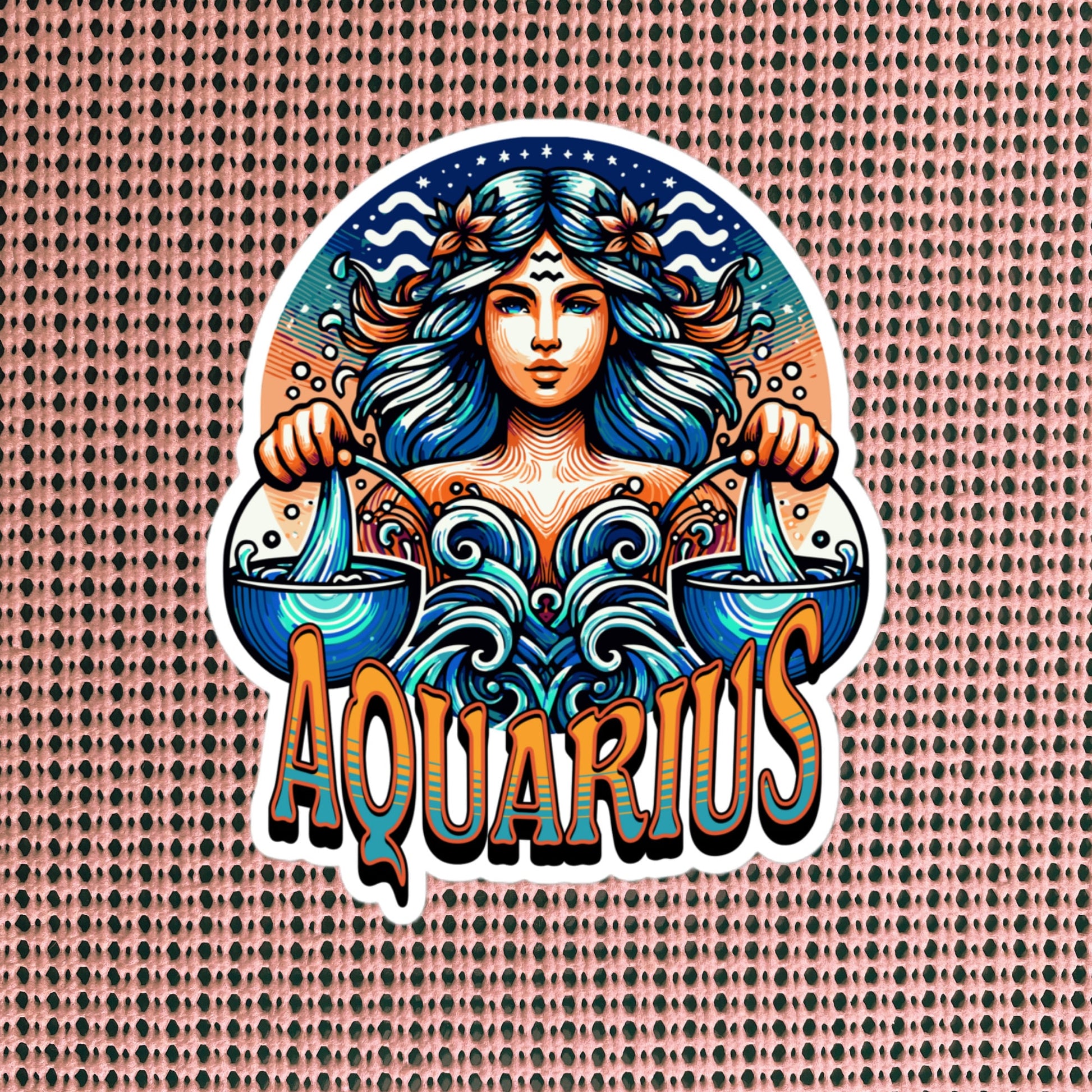 Aquarius Flash Sticker, Zodiac Sign Sticker, Horoscope Custom Aquarius Sticker, Multiple Sizes, Unique Gift