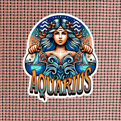 Aquarius Flash Sticker, Zodiac Sign Sticker, Horoscope Custom Aquarius Sticker, Multiple Sizes, Unique Gift