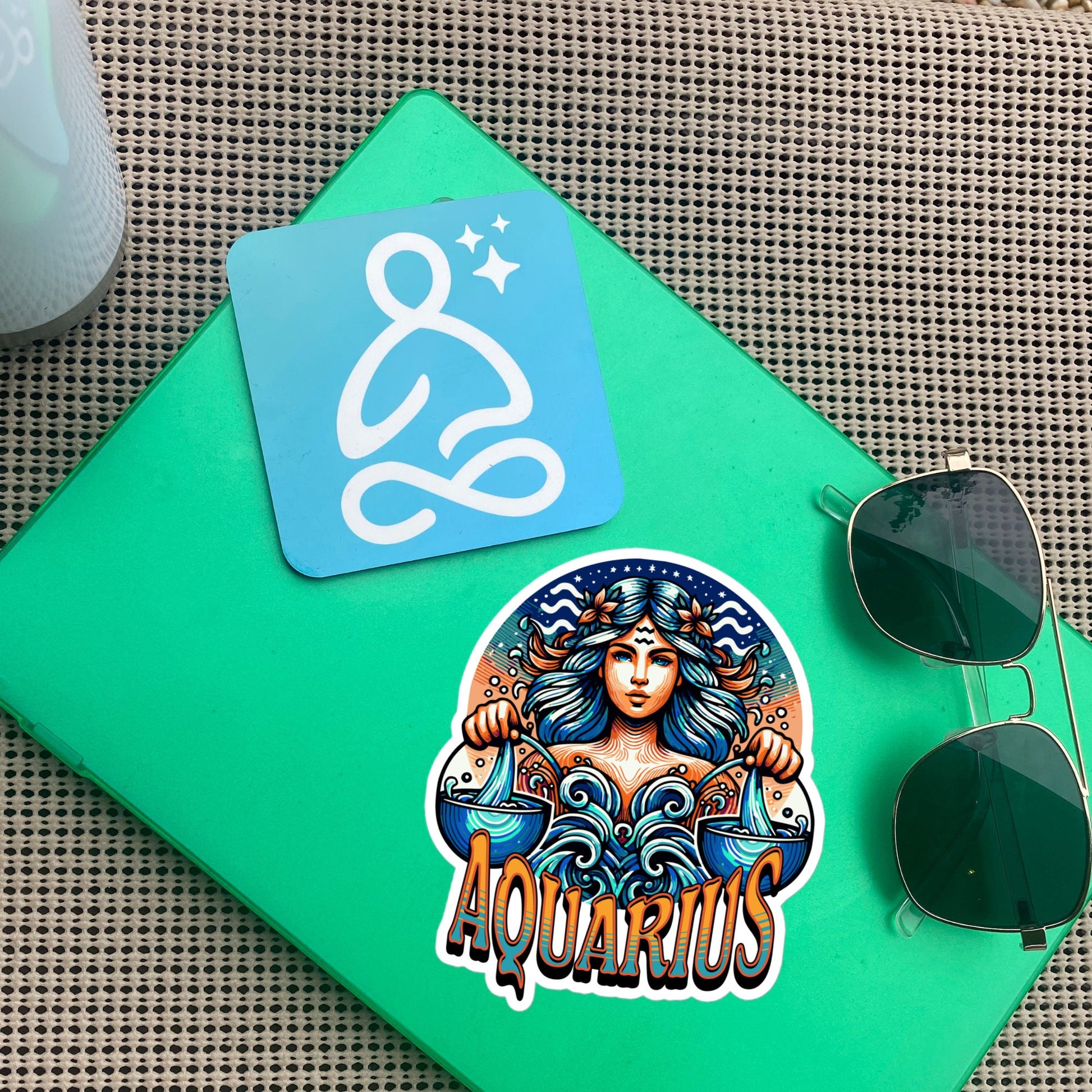 Aquarius Flash Sticker, Zodiac Sign Sticker, Horoscope Custom Aquarius Sticker, Multiple Sizes, Unique Gift