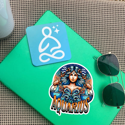 Aquarius Flash Sticker, Zodiac Sign Sticker, Horoscope Custom Aquarius Sticker, Multiple Sizes, Unique Gift