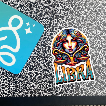 Libra Flash Sticker, Zodiac Sign Sticker, Horoscope Custom Libra Sticker, Multiple Sizes, Unique Gift
