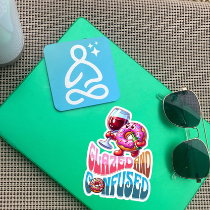Glazed And Confused Funny Cute Pastel Sticker, Wine and Donut Sticker, Sassy Unique Gift, Original Design