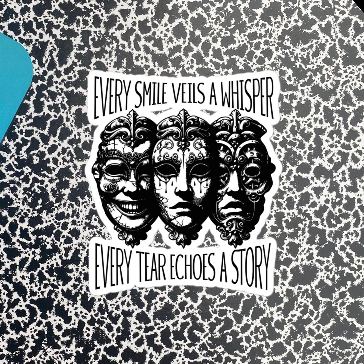 Semicolon Ventcore Gothic Darkcore Sticker, Every Smile Veils a Whisper, Every Tear Echoes a Story Vinyl Sticker
