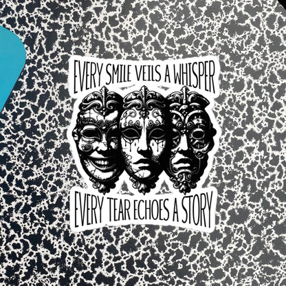 Semicolon Ventcore Gothic Darkcore Sticker, Every Smile Veils a Whisper, Every Tear Echoes a Story Vinyl Sticker