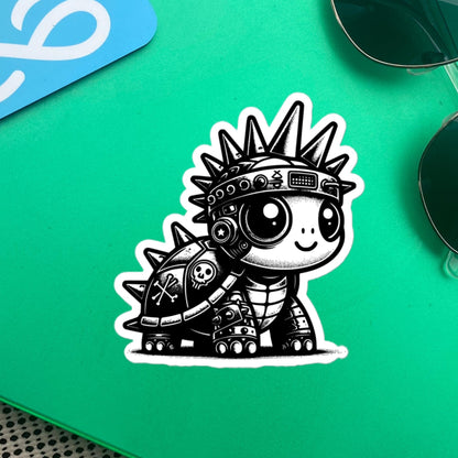 Punkrock SteamPunk Cyborg Turtle Vinyl Sticker, Weirdcore Weird Stuff Fun Durable Sticker