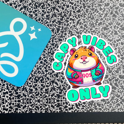 Capy Vibes Only Capybara Sticker, Colorful Pastel Goth Retro Vinyl Sticker
