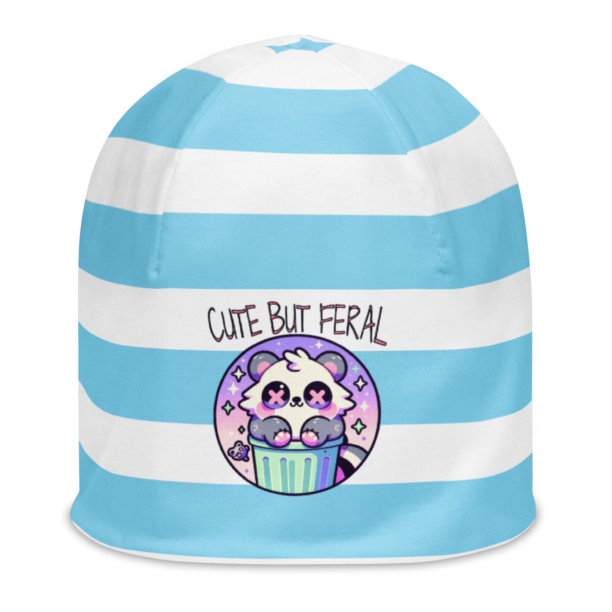 Weirdcore Grunge Pastel Goth Cute But Feral Retro Raccoon Beanie, Cool Animal Beanie Hat, Trash Panda Cap, Unique Gift