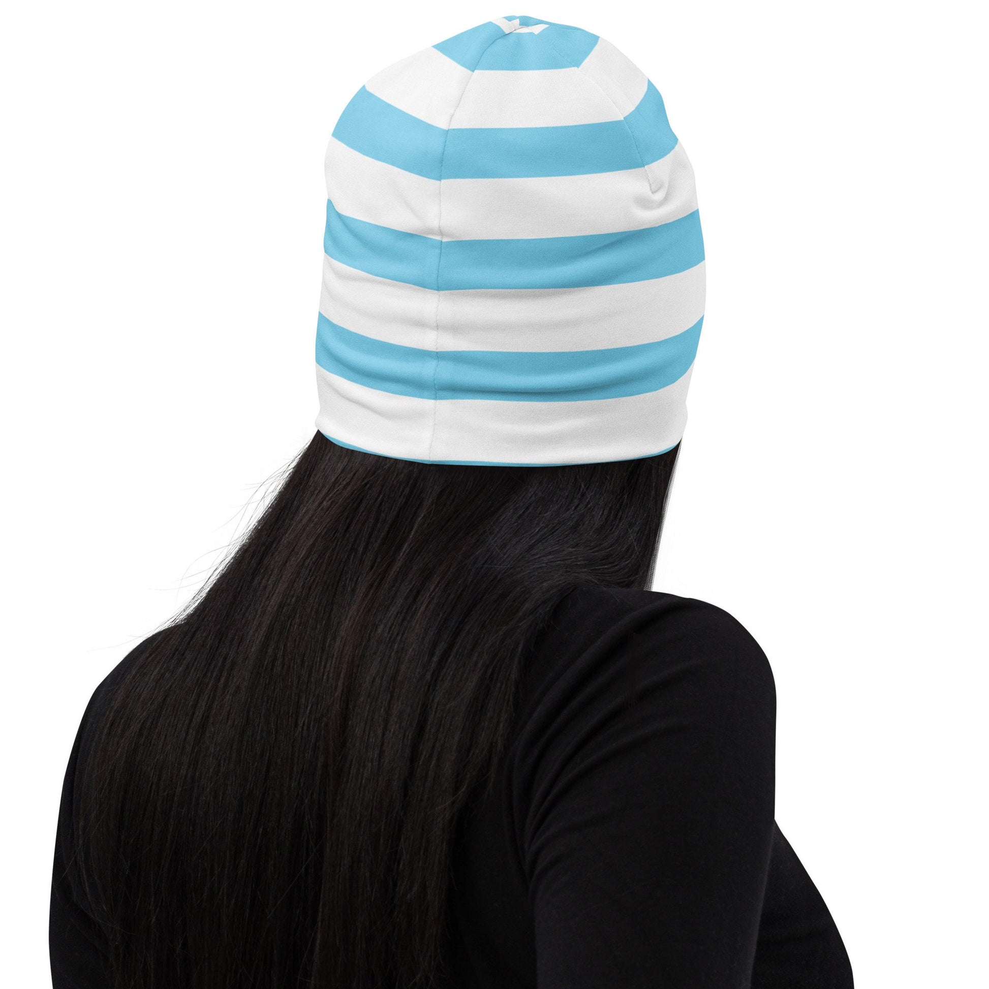 Cute Weirdcore Pastel Goth Grunge Platypus Striped Beanie, Enchanted Error Oddcore Beanie Hat