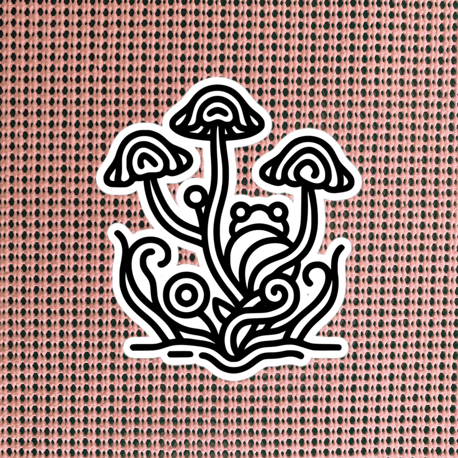 Whimsical Tribal Frog Mushrooms Vinyl Sticker, for Car, Bumper, Scrapbooking, Skateboards, or Crafts