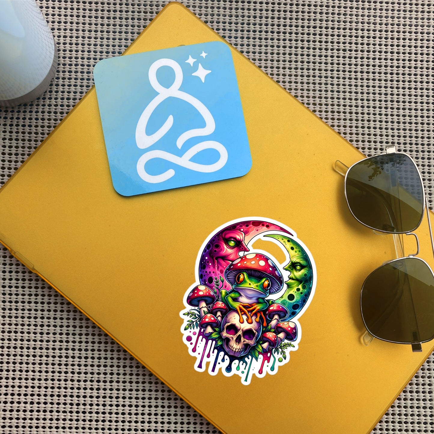 Drippy Trippy Frog Skull Mushroom Original Art Vinyl Sticker for Car, Bumper, Scrapbooking, Skateboards, or Crafts