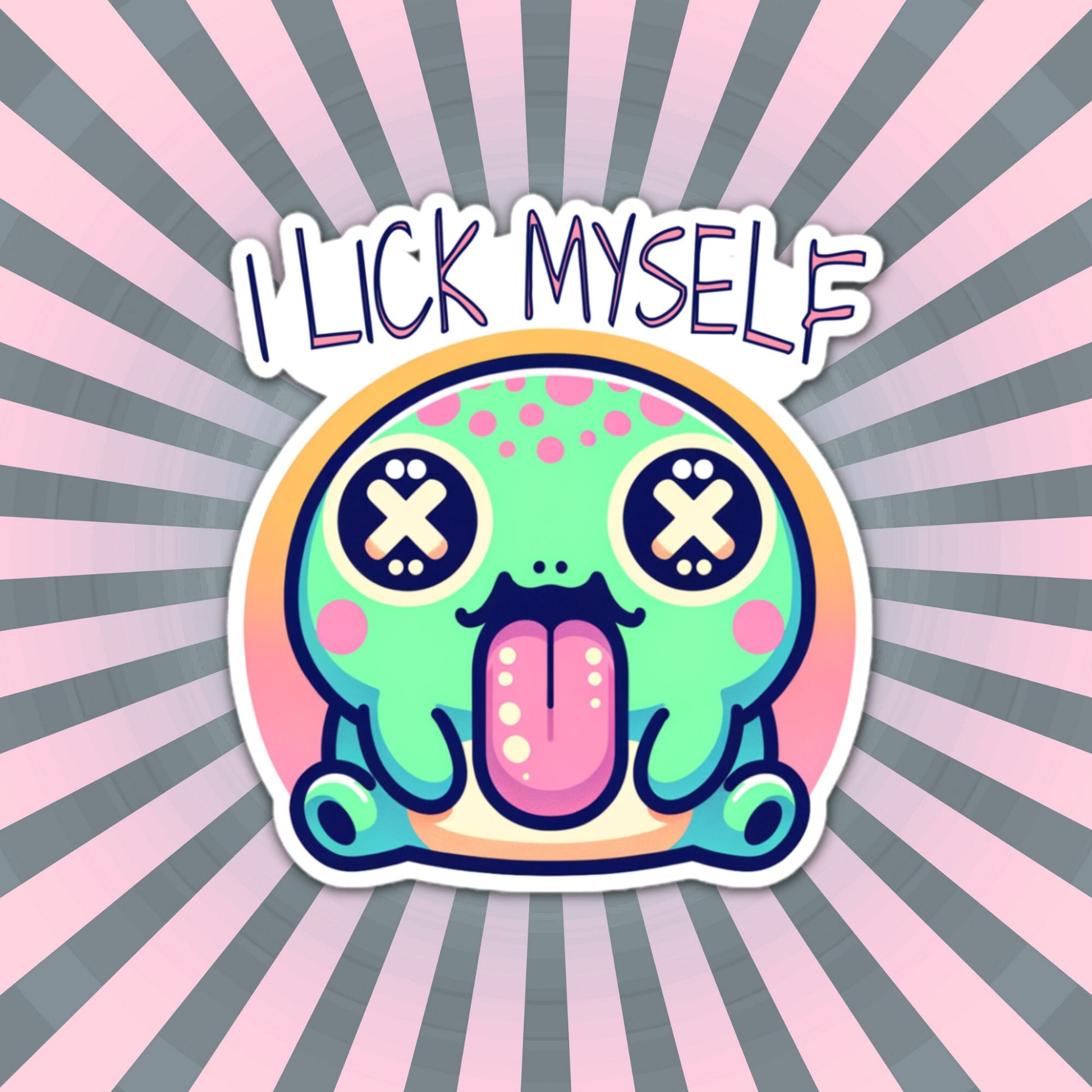 Weirdcore Trippy Pastel Goth River Toad I Lick Myself Waterproof Vinyl Sticker