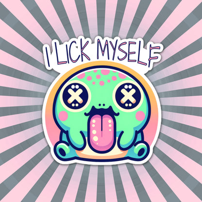 Weirdcore Trippy Pastel Goth River Toad I Lick Myself Waterproof Vinyl Sticker
