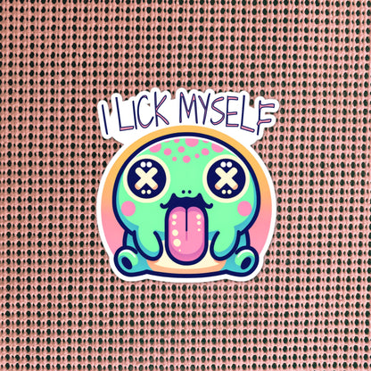 Weirdcore Trippy Pastel Goth River Toad I Lick Myself Waterproof Vinyl Sticker