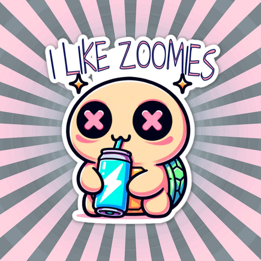 Weirdcore Cute Pastel Goth Turtle I like Zoomies Trippy Grunge Waterproof Vinyl Sticker