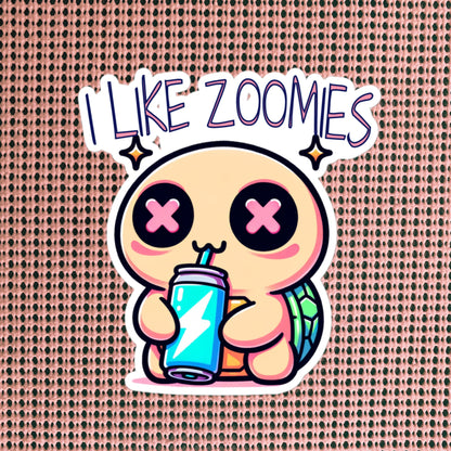 Weirdcore Cute Pastel Goth Turtle I like Zoomies Trippy Grunge Waterproof Vinyl Sticker