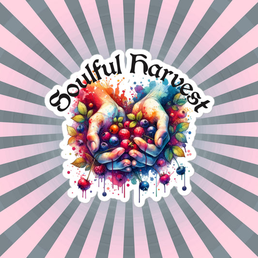 Whimsigoth Soulful Harvest Watercolor Style Colorful Original Art Vinyl Sticker for Car, Bumper, Scrapbooking, Tumblers or Crafts