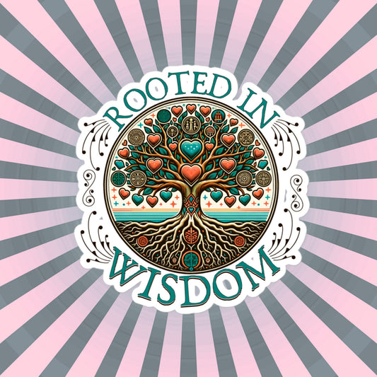 Rooted in Wisdom Forestcore Cottagecore Tree of Life Vinyl Sticker for Car, Bumper, Scrapbooking, Skateboards, Tumblers or Crafts