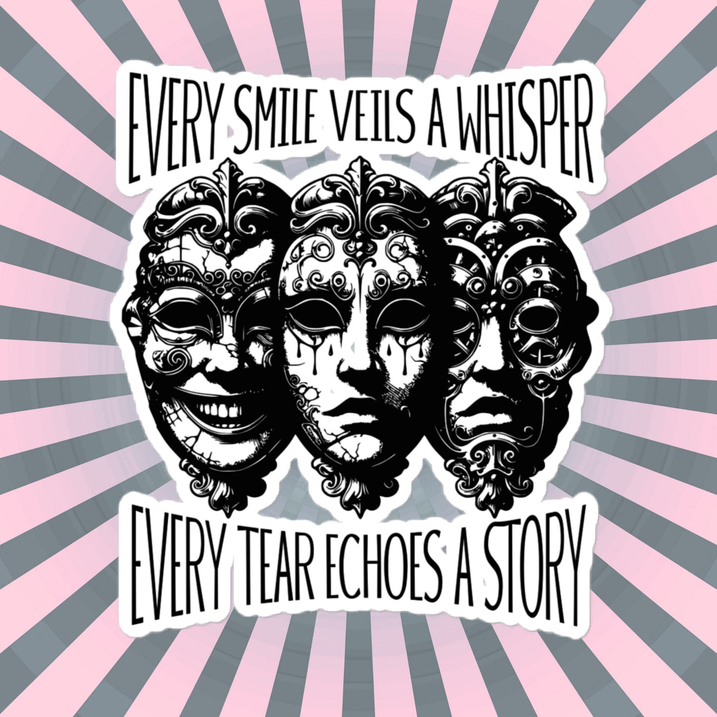 Semicolon Ventcore Gothic Darkcore Sticker, Every Smile Veils a Whisper, Every Tear Echoes a Story Vinyl Sticker