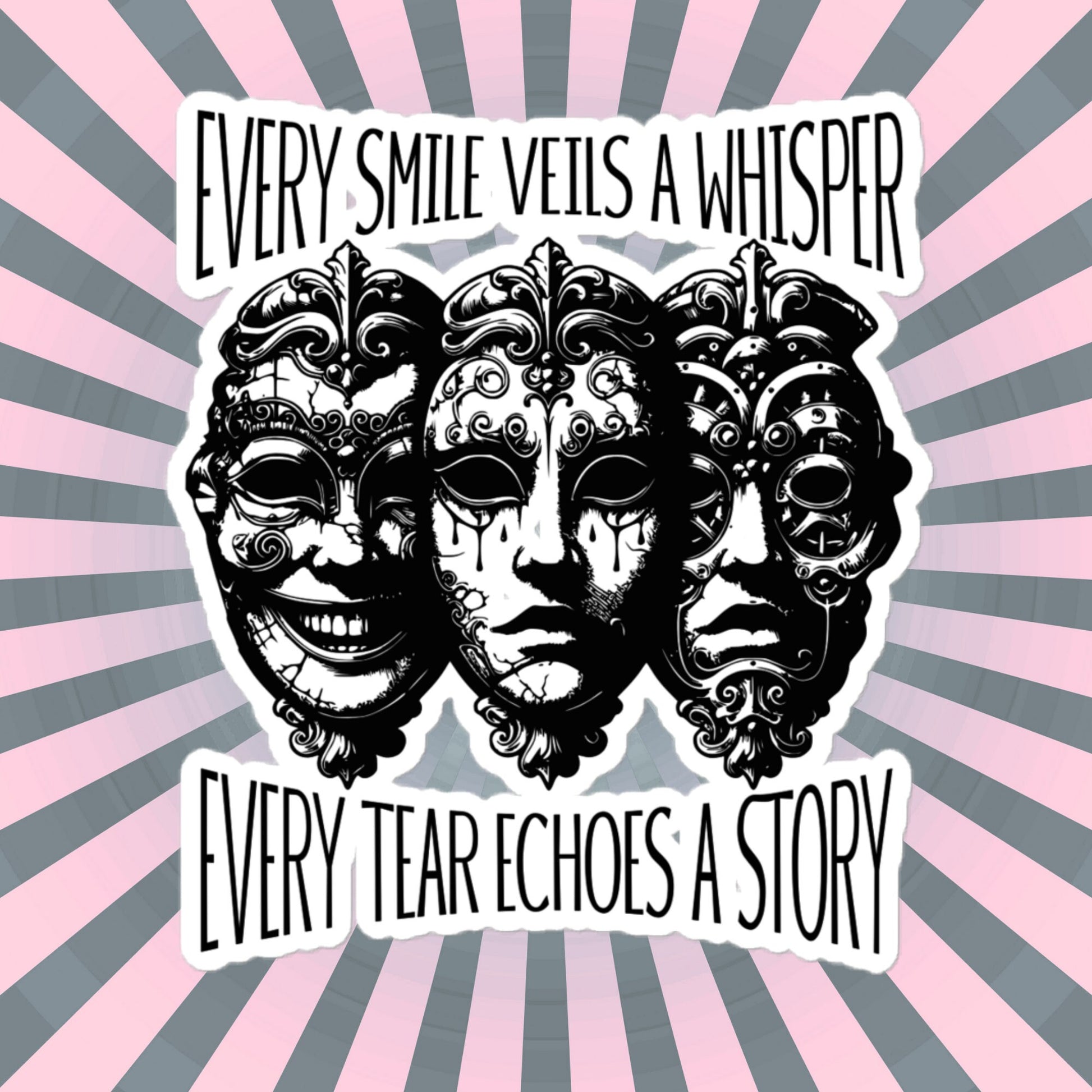 Semicolon Ventcore Gothic Darkcore Sticker, Every Smile Veils a Whisper, Every Tear Echoes a Story Vinyl Sticker