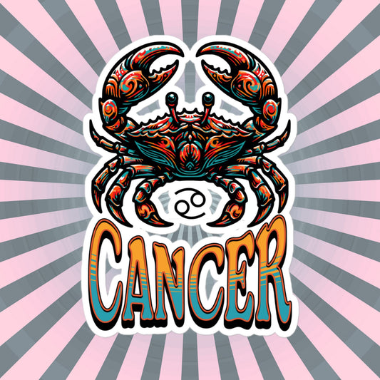Cancer Flash Sticker, Zodiac Sign Sticker, Horoscope Custom Cancer Sticker, Multiple Sizes, Unique Gift