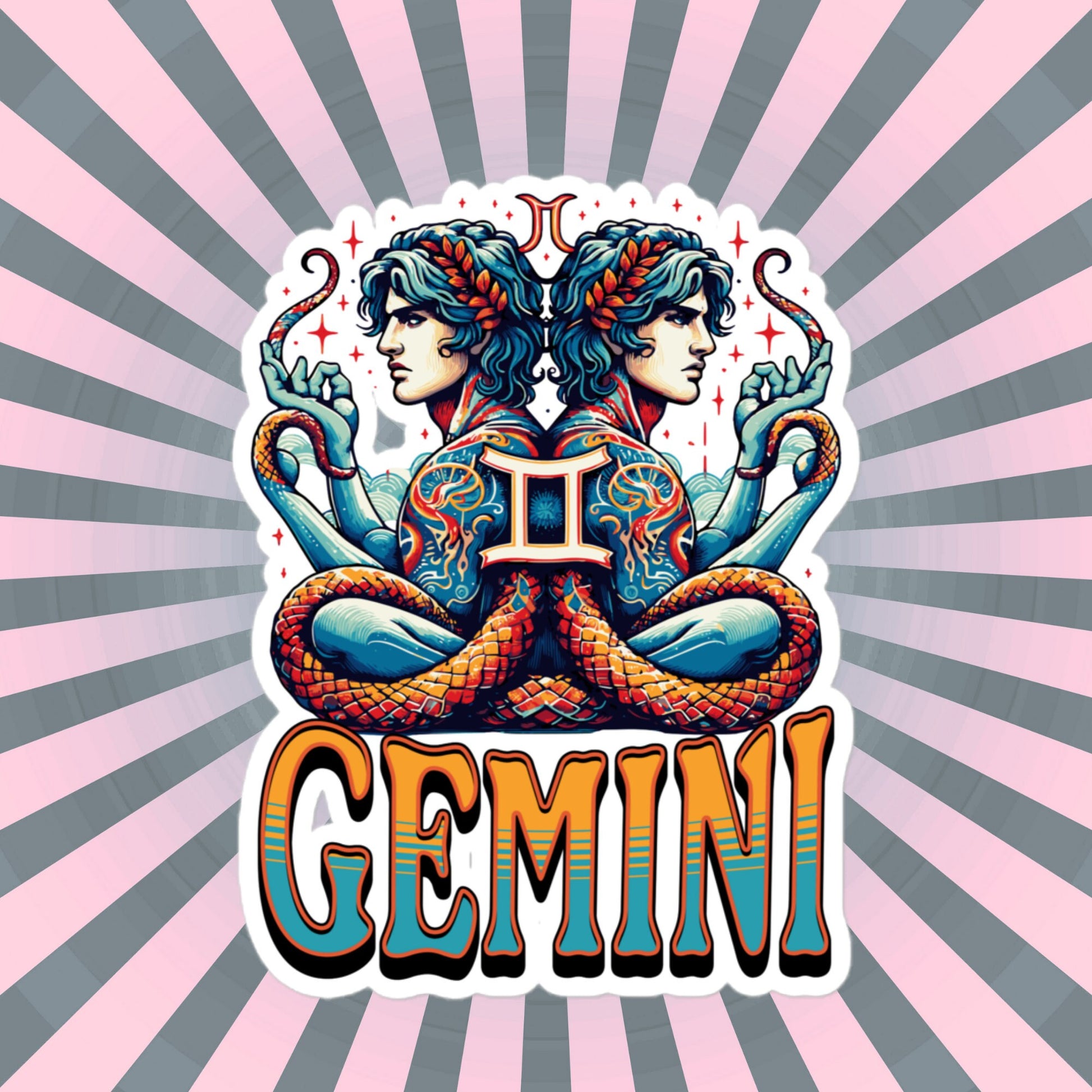 Gemini Flash Sticker, Zodiac Sign Sticker, Horoscope Custom Gemini Sticker, Multiple Sizes, Unique Gift
