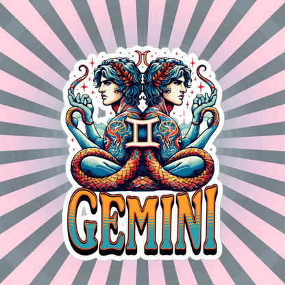 Gemini Flash Sticker, Zodiac Sign Sticker, Horoscope Custom Gemini Sticker, Multiple Sizes, Unique Gift