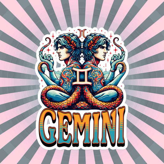 Gemini Flash Sticker, Zodiac Sign Sticker, Horoscope Custom Gemini Sticker, Multiple Sizes, Unique Gift