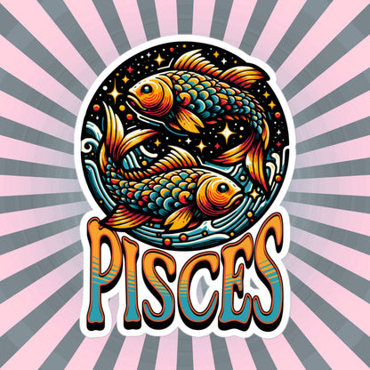 Pisces Flash Sticker, Zodiac Sign Sticker, Horoscope Custom Pisces Sticker, Multiple Sizes, Unique Gift