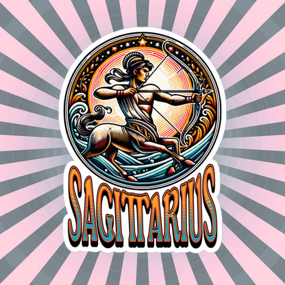 Sagittarius Flash Sticker, Zodiac Sign Sticker, Horoscope Custom Sagittarius Sticker, Multiple Sizes, Unique Gift
