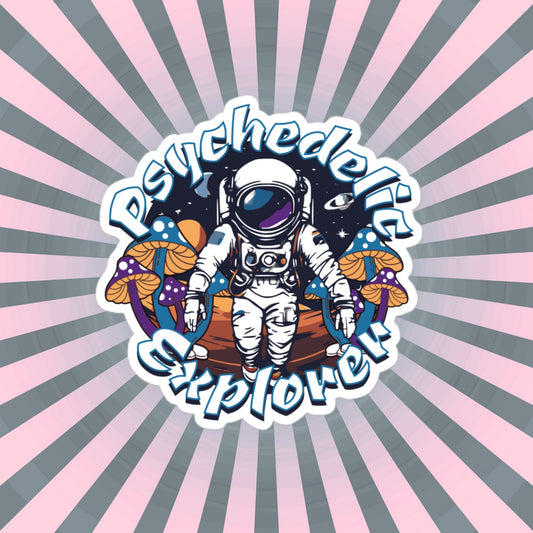Psychedelic Explorer Weirdcore Grunge Sticker Astronaut Mushrooms Psychonaut Art
