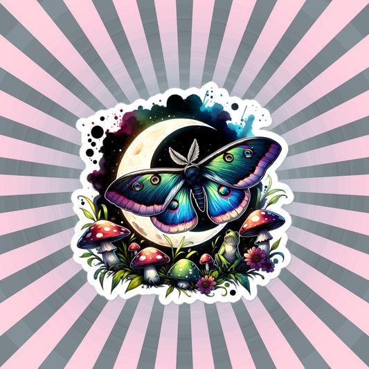 Dark Aesthetic Pastel Goth Luna Moth Sticker Mushroom WhimsiGoth Sticker Weird Stuff Unique Gift Original Art