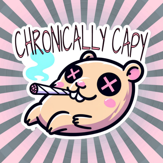 Weirdcore Pastel Goth Grunge Cute Capybara Vinyl Sticker, Weird Stuff Funny Strange Oddcore Waterproof Sticker