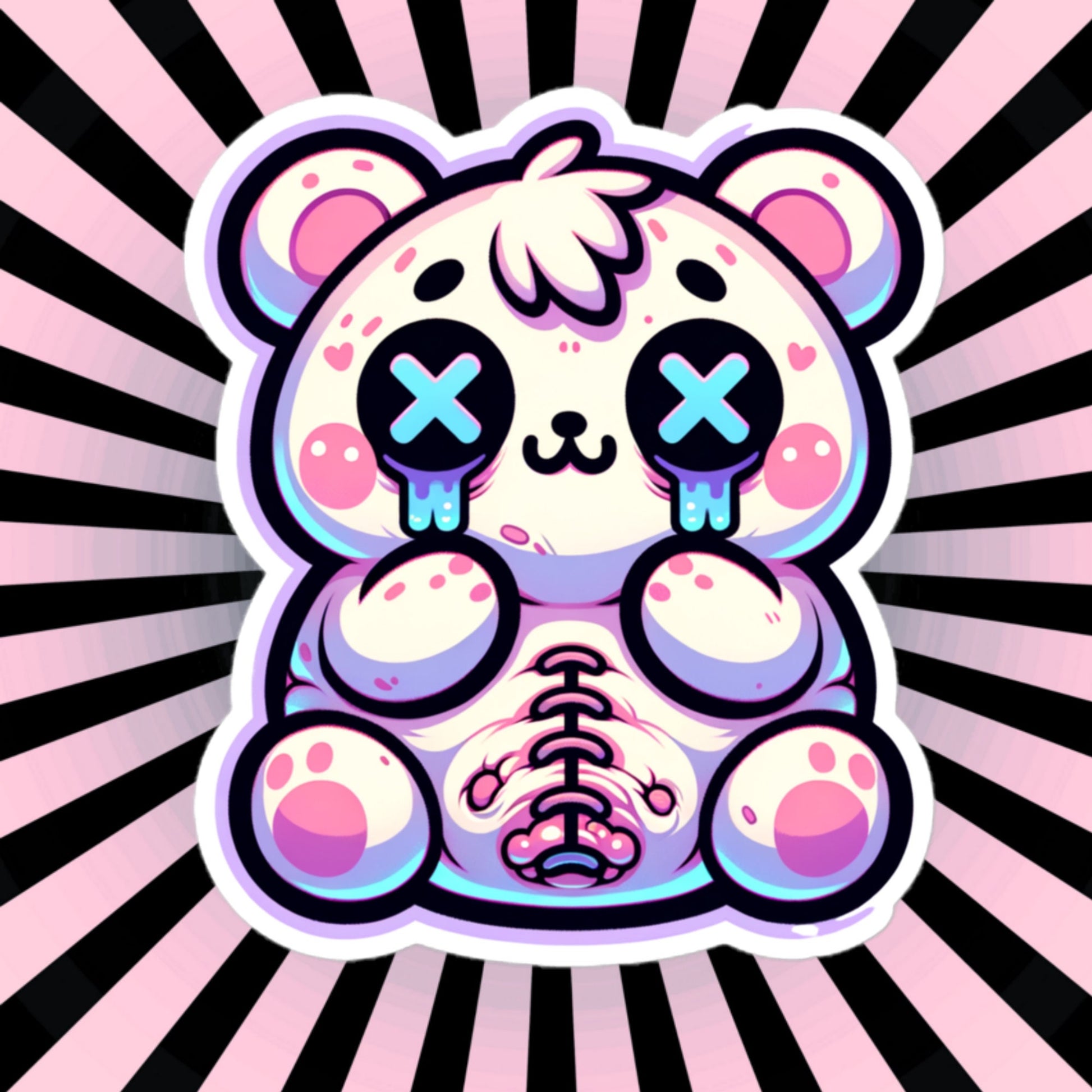 Creepy Cute Gore Weirdcore Bear Vinyl Sticker Grunge Pastel Goth Stitch Teddy Weird Sticker Gifts