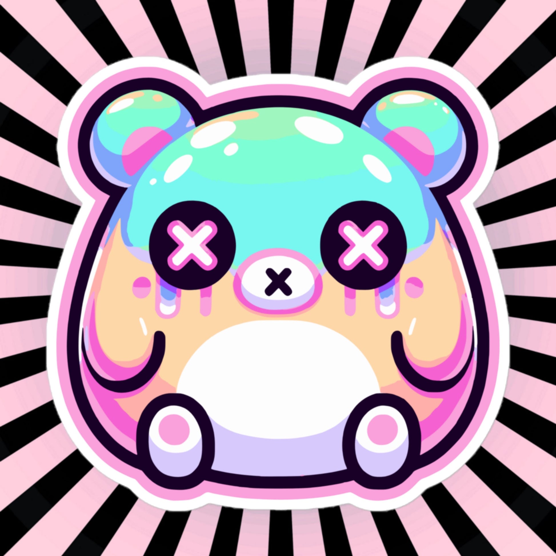 Trippy Cute Gore Clowncore Bear Vinyl Sticker Grunge Pastel Goth Weirdcore Teddy Sticker Gifts