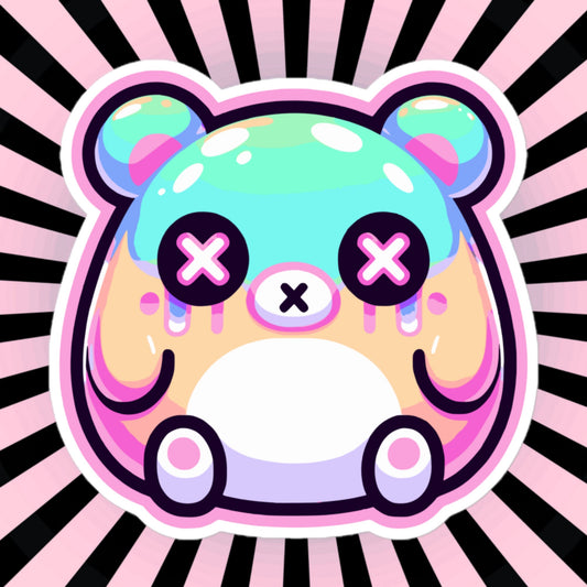 Trippy Cute Gore Clowncore Bear Vinyl Sticker Grunge Pastel Goth Weirdcore Teddy Sticker Gifts