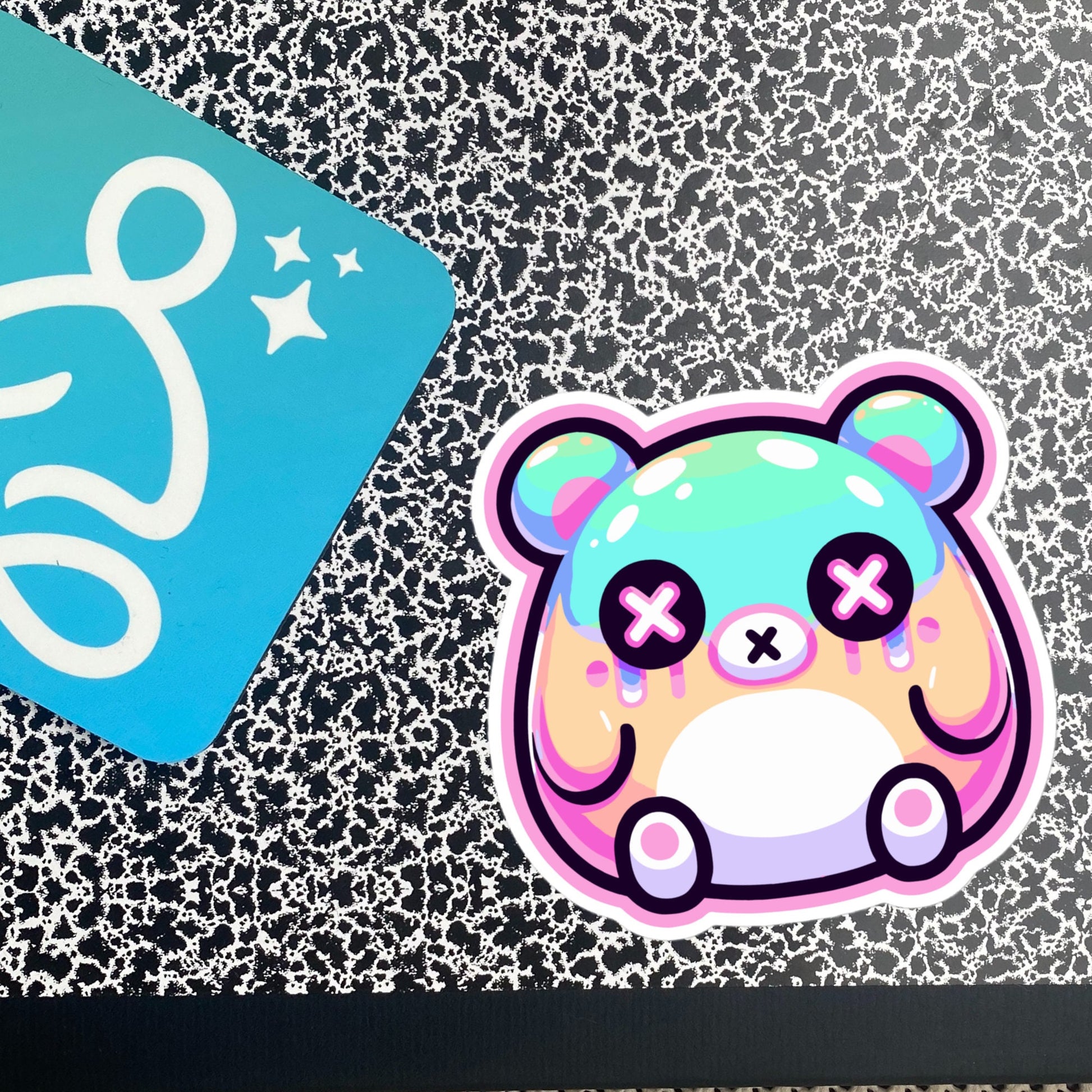 Trippy Cute Gore Clowncore Bear Vinyl Sticker Grunge Pastel Goth Weirdcore Teddy Sticker Gifts