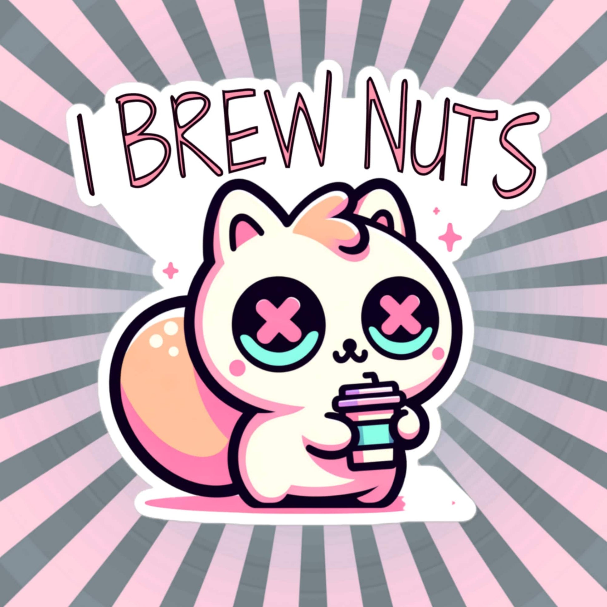 Weirdcore Pastel Goth Grunge Cute Squirrel Vinyl Sticker I Brew Nuts Oddcore Waterproof Sticker, Weird Stuff Unique Gift