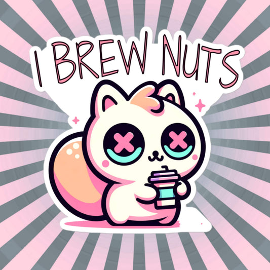 Weirdcore Pastel Goth Grunge Cute Squirrel Vinyl Sticker I Brew Nuts Oddcore Waterproof Sticker, Weird Stuff Unique Gift