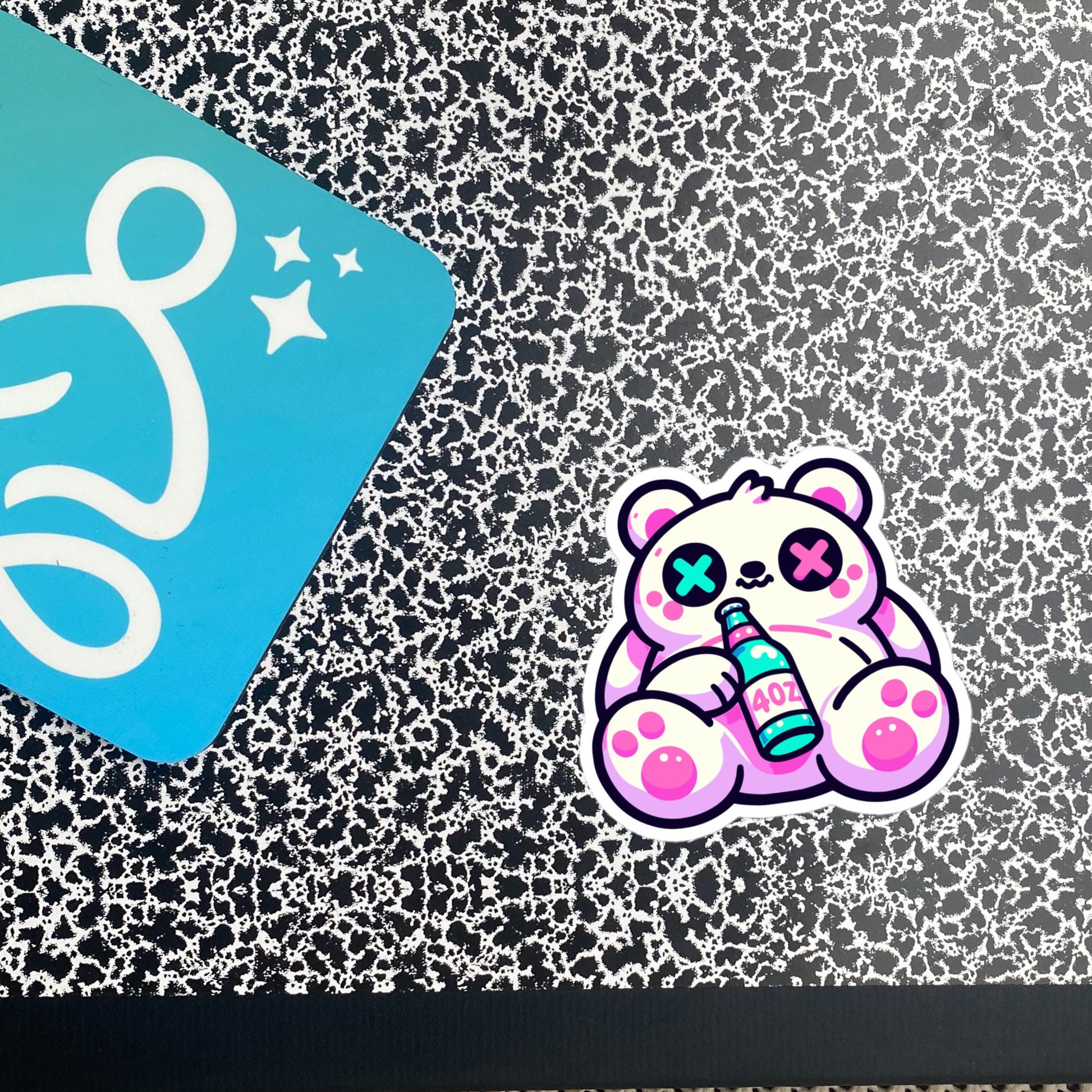 Weirdcore Pastel Goth Grunge Cute Bear Vinyl Sticker Tipsy Teddy Bear Oddcore Waterproof Sticker, Weird Stuff Unique Gift