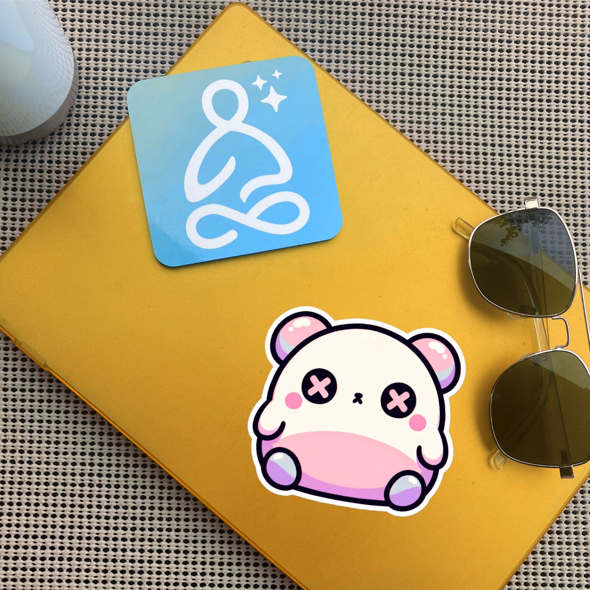 Weirdcore Pastel Goth Grunge Cute Chubby Depressed Bear Vinyl Sticker Oddcore Animal Waterproof Sticker, Weird Stuff Unique Gift
