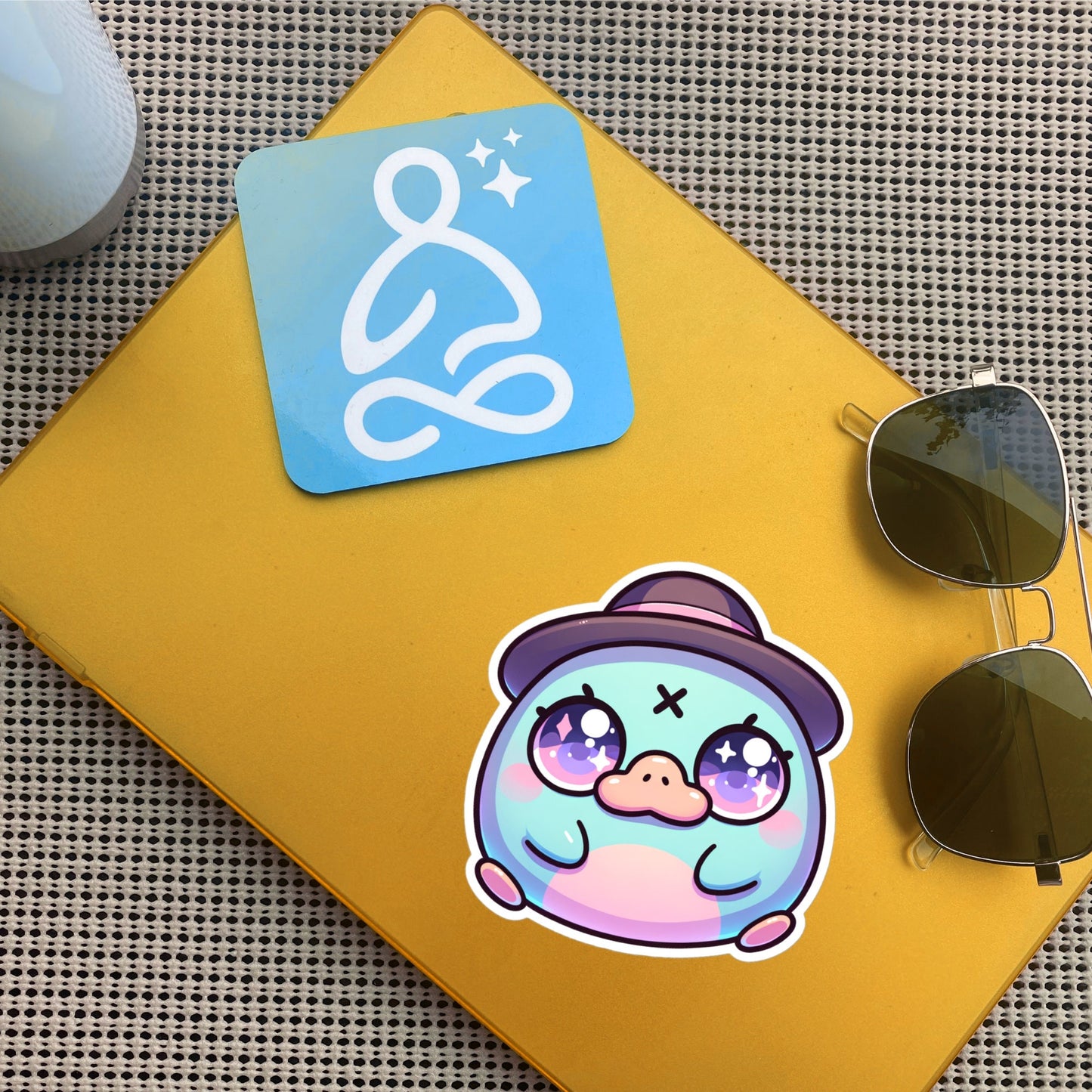 Weirdcore Pastel Goth Grunge Cute Detective Platypus Vinyl Sticker Oddcore Animal Waterproof Sticker, Weird Stuff Unique Gift