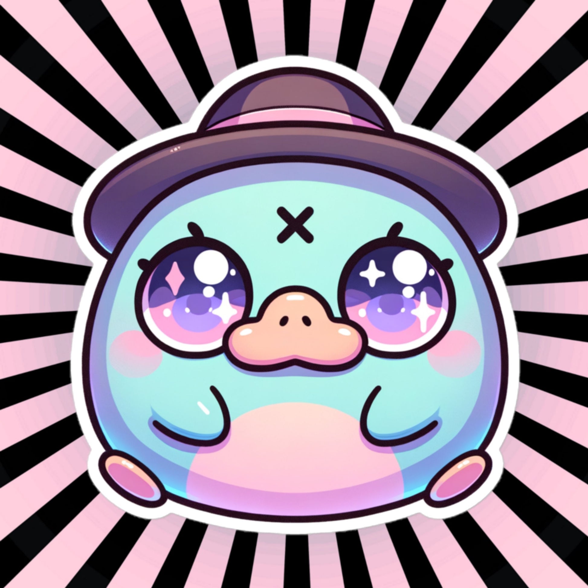 Weirdcore Pastel Goth Grunge Cute Detective Platypus Vinyl Sticker Oddcore Animal Waterproof Sticker, Weird Stuff Unique Gift