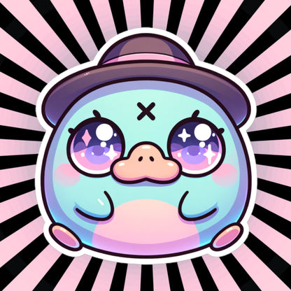 Weirdcore Pastel Goth Grunge Cute Detective Platypus Vinyl Sticker Oddcore Animal Waterproof Sticker, Weird Stuff Unique Gift