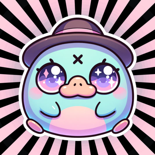 Weirdcore Pastel Goth Grunge Cute Detective Platypus Vinyl Sticker Oddcore Animal Waterproof Sticker, Weird Stuff Unique Gift