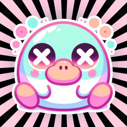 Creepy Cute Clowncore Weirdcore Dazed Platypus Vinyl Sticker Grunge Pastel Goth Weird Sticker Gifts