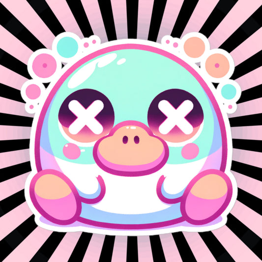 Creepy Cute Clowncore Weirdcore Dazed Platypus Vinyl Sticker Grunge Pastel Goth Weird Sticker Gifts