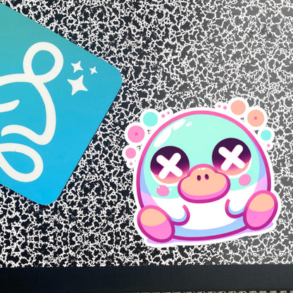 Creepy Cute Clowncore Weirdcore Dazed Platypus Vinyl Sticker Grunge Pastel Goth Weird Sticker Gifts