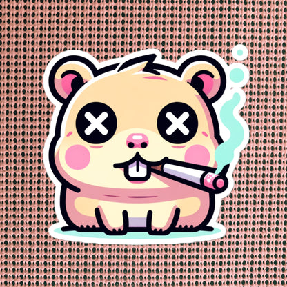 Weirdcore Pastel Goth Grunge Cute Gerbil Vinyl Sticker Hamster Oddcore Waterproof Sticker, Weird Stuff Unique Gift